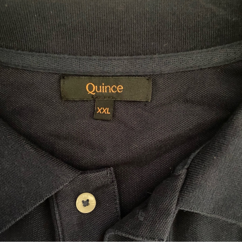 Quince Navy Long Sleeve Polo Shirt XXL Minimalist Cotton Casual Men - Picture 4 of 7